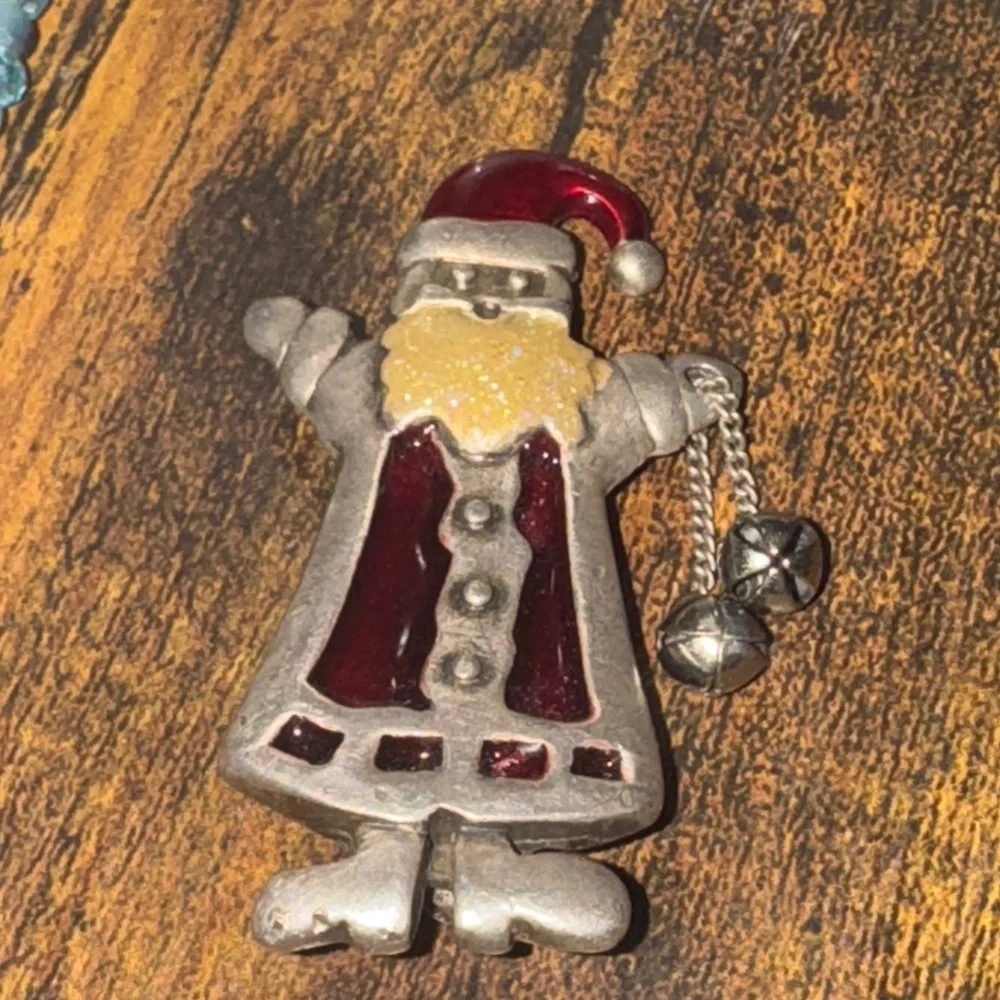 TC Festive Santa Brooch - Red and Silver